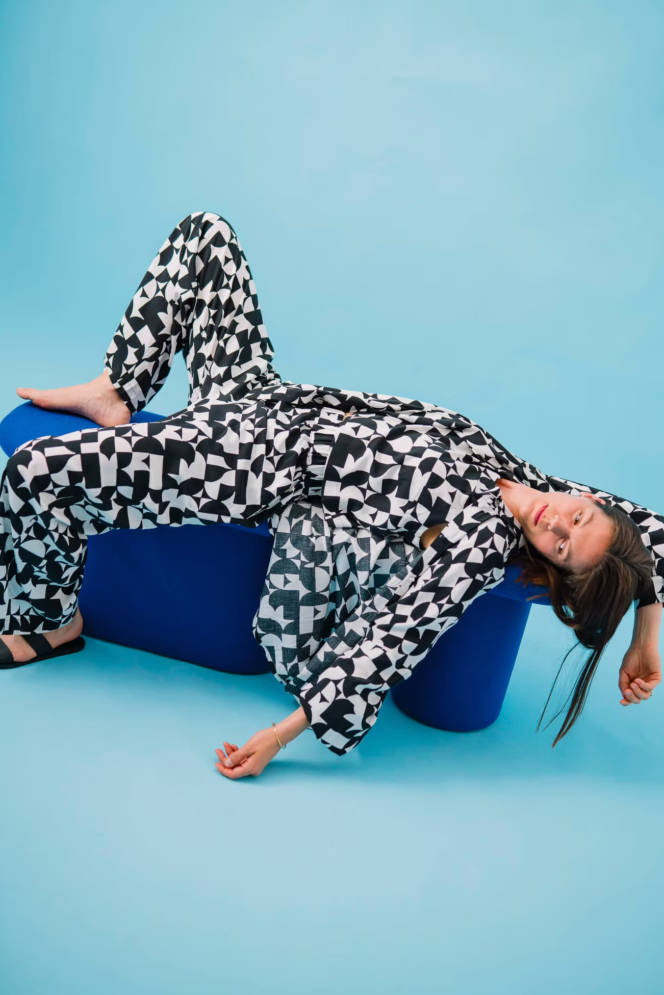 Club Tropicana Black and White Viscose Oversized Shirt and Pants
