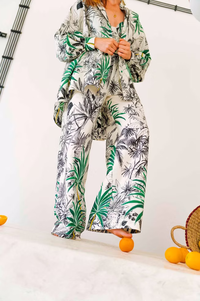 Club Tropicana Palm tree oversized Shirt, Crop Top and Pants