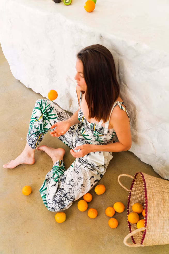 Club Tropicana Palm tree brallette top and pants
