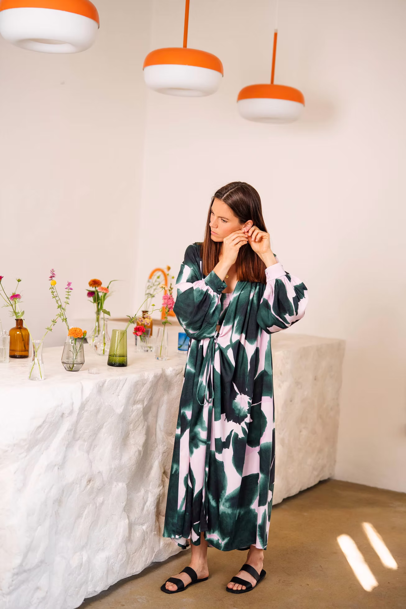 Club Tropicana Green/ pink Viscose Wrap dress