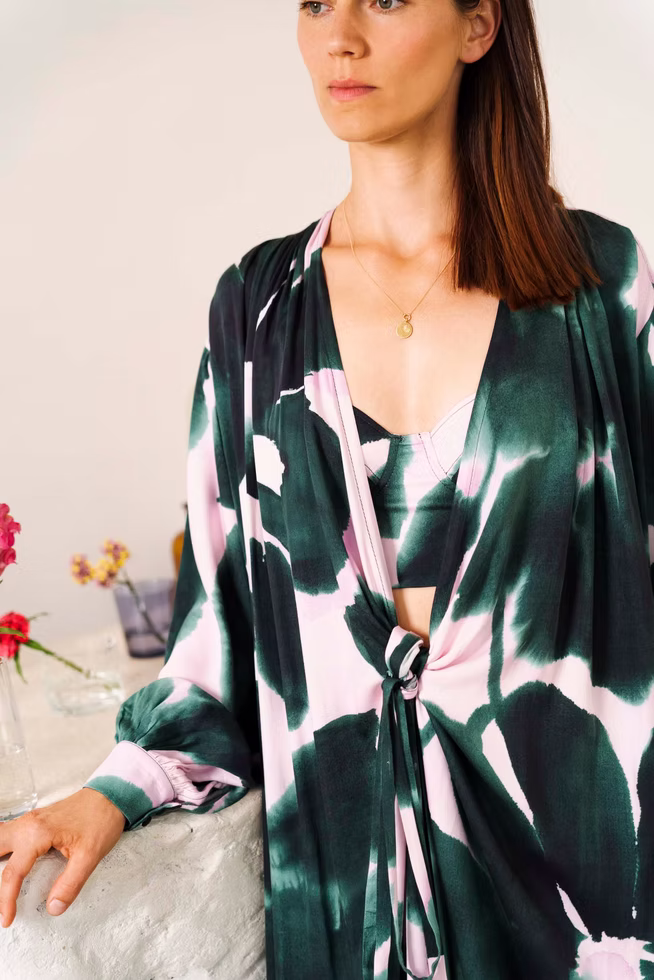 Club Tropicana Green/ pink Viscose Wrap dress