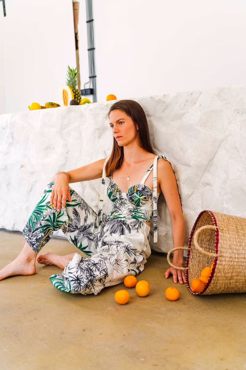 Club Tropicana Palm tree brallette top and pants