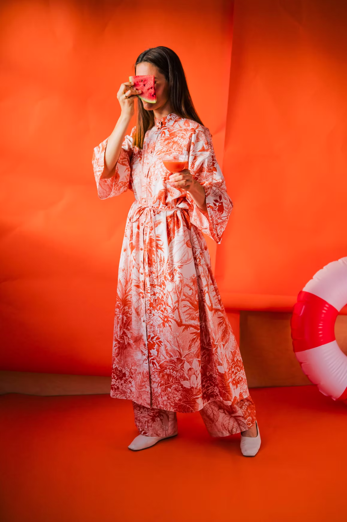 Club Tropicana Flaming Flora cotton oversized Dress and Pants