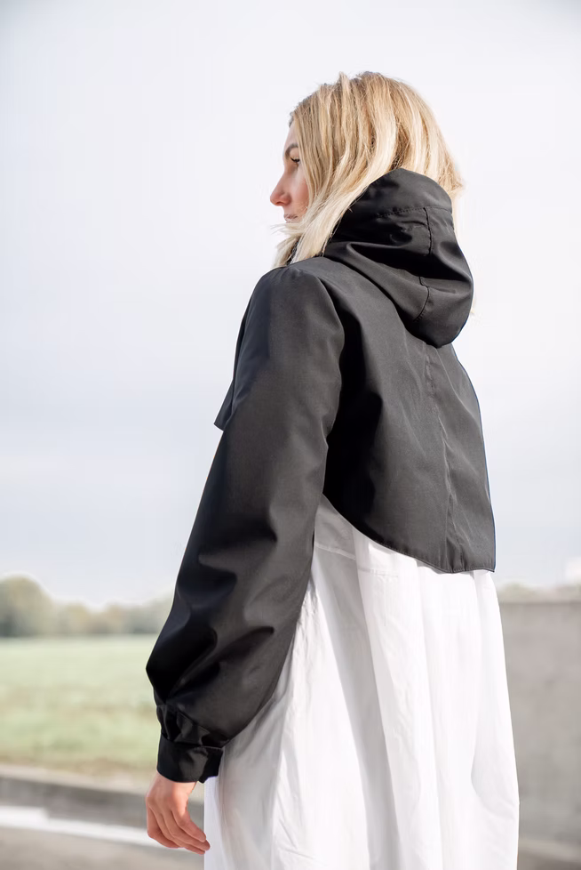Black Ninja jacket in waterproof  Nanomembrane fabric