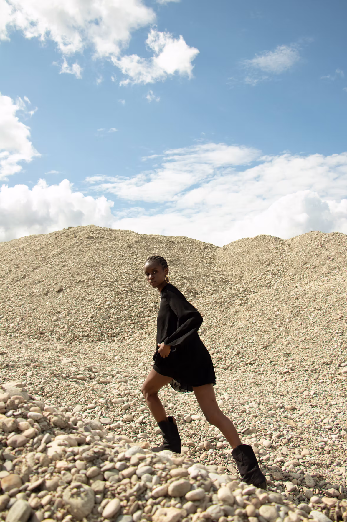 Tunika top and Shorts in transparent black Viscose