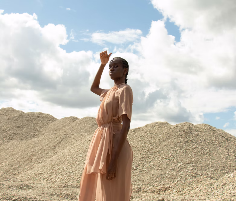 Nude Silk transparent layerd Skirt and basic top