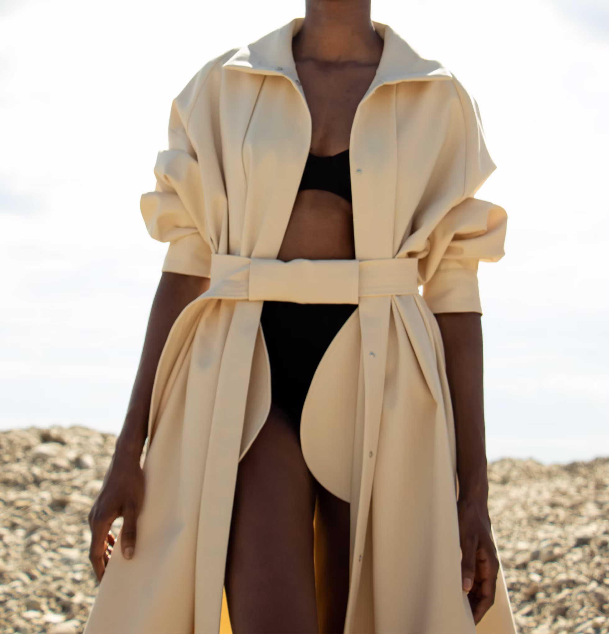 Ivory coat water-repellent cotton coat