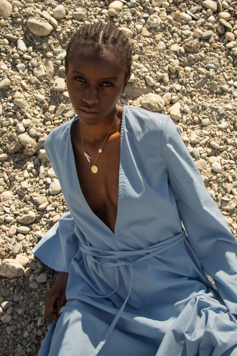 Sky dress organic cotton sky blue