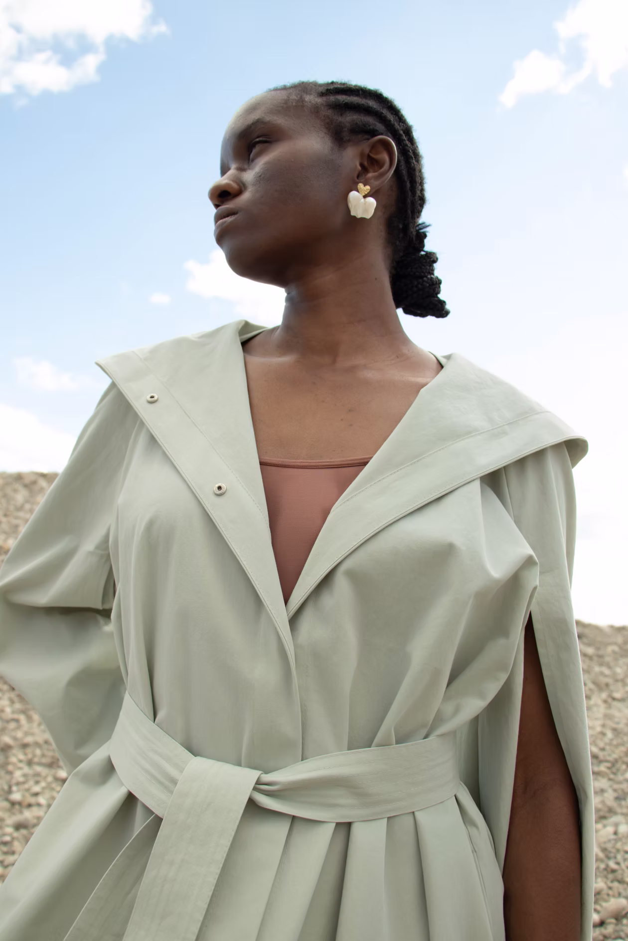 Mint water-repellent cotton coat Spring
